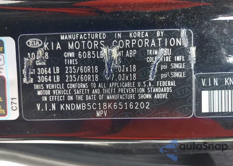 2019 Kia Sedona Ex из США, поврежденный, VIN KNDMB5C18K6516202